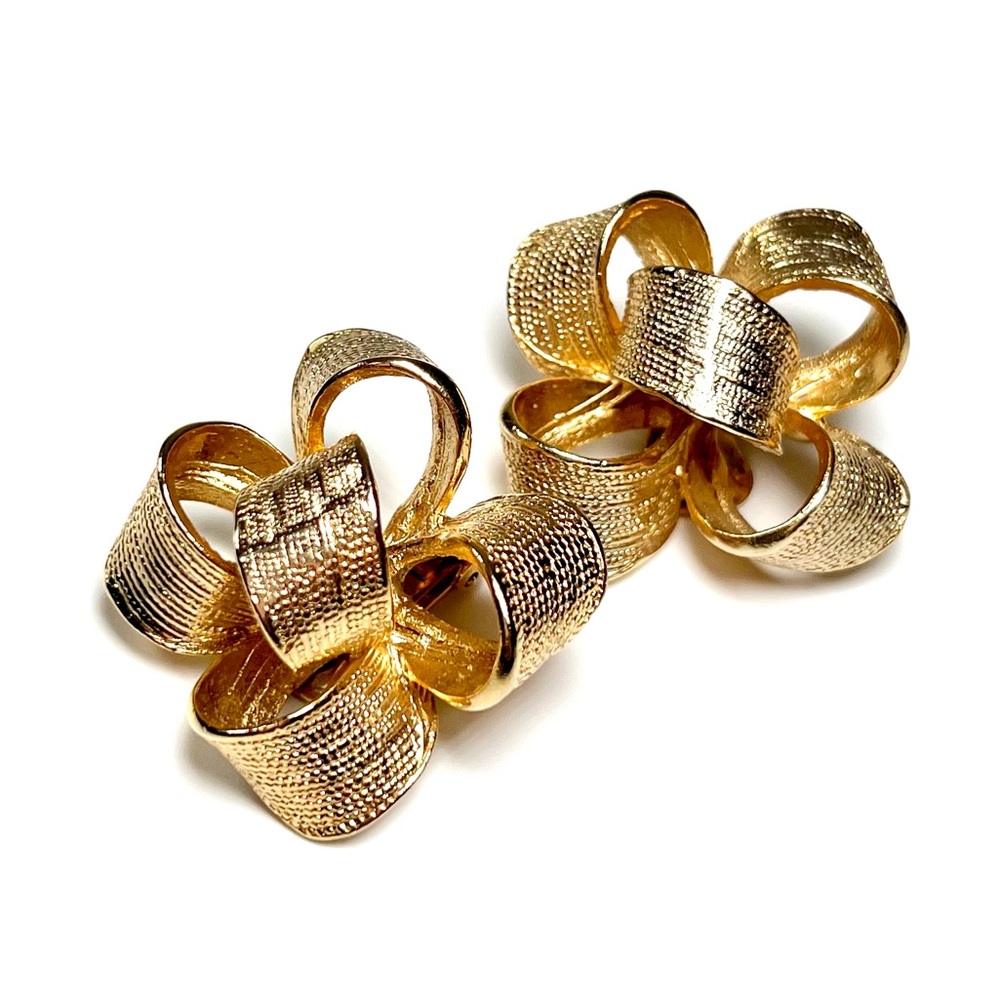 Vintage Oversized Gold Bow Earrings
